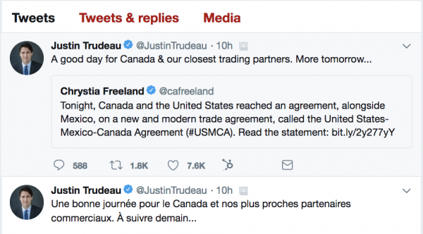 Trudeau on NAFTA deal