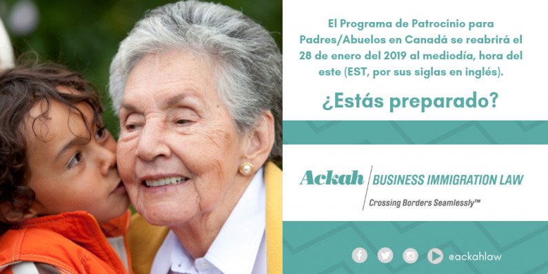 El Programa de Patrocinio para Padres/Abuelos en Canadá se reabrirá el  28 de enero del 2019 ¿Estás preparado?