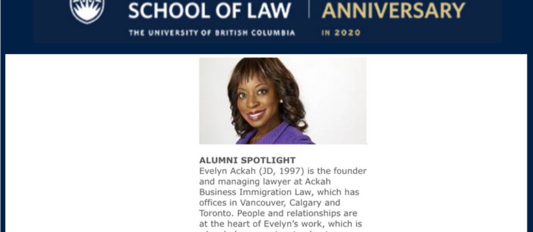 Immigration Lawyer Evelyn Ackah featured in UBC Allard Law Alumni News