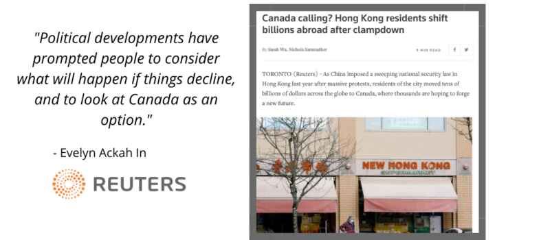 Hong Kong Citizens Look to Canada, Immigration Lawyer Evelyn Ackah Tells Reuters